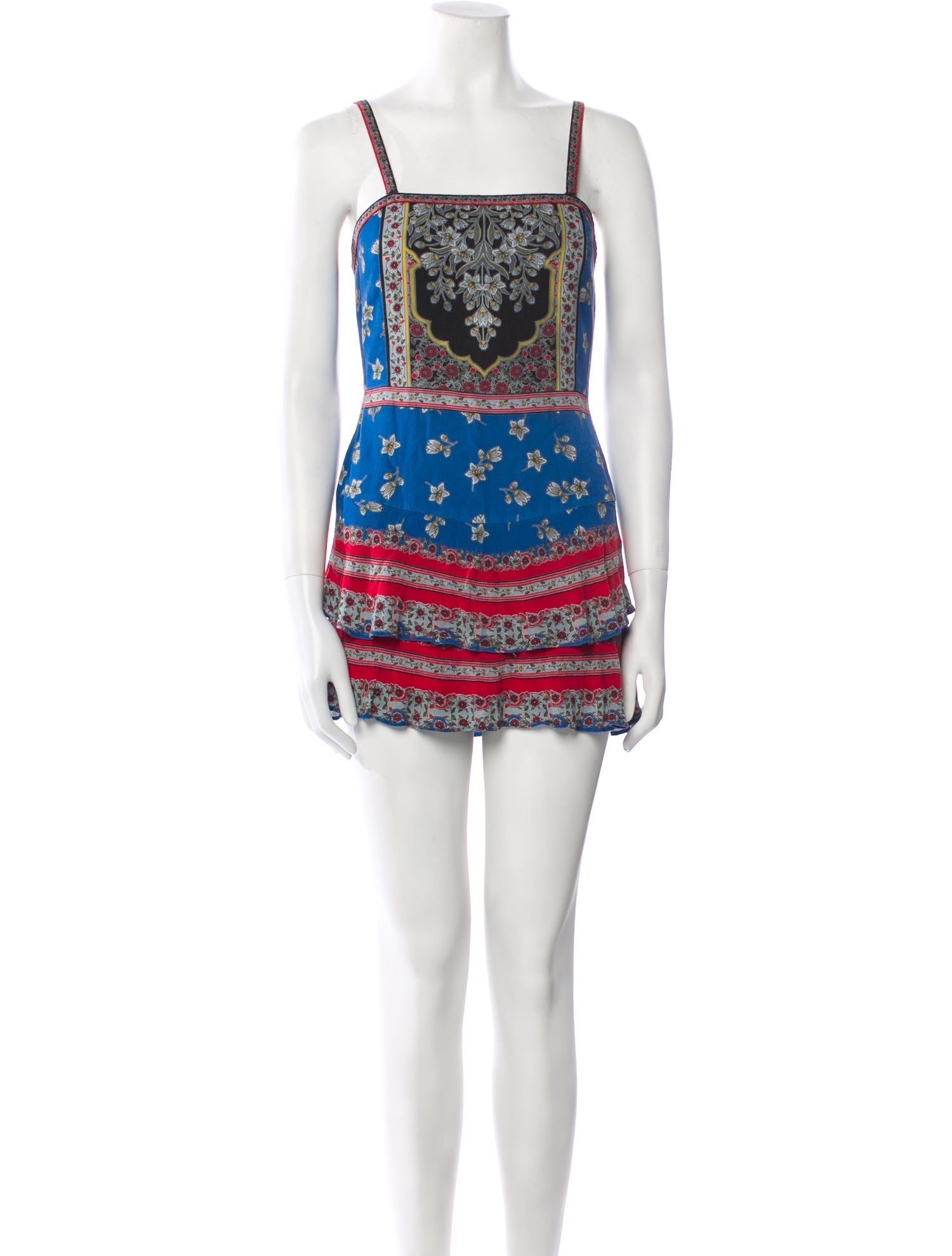 Alice + Olivia Floral Print Square Neckline Romper