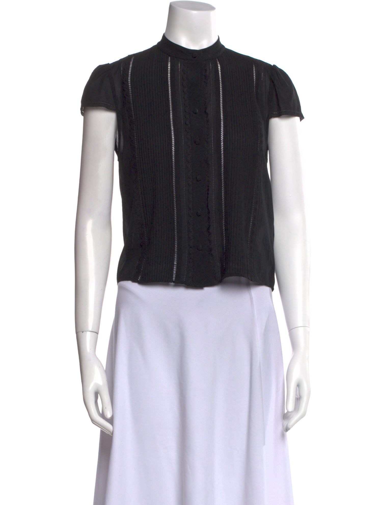Alice + Olivia Silk Mock Neck Crop Top