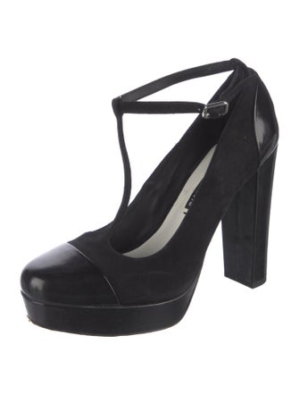 Alice + Olivia Suede T-Strap Pumps