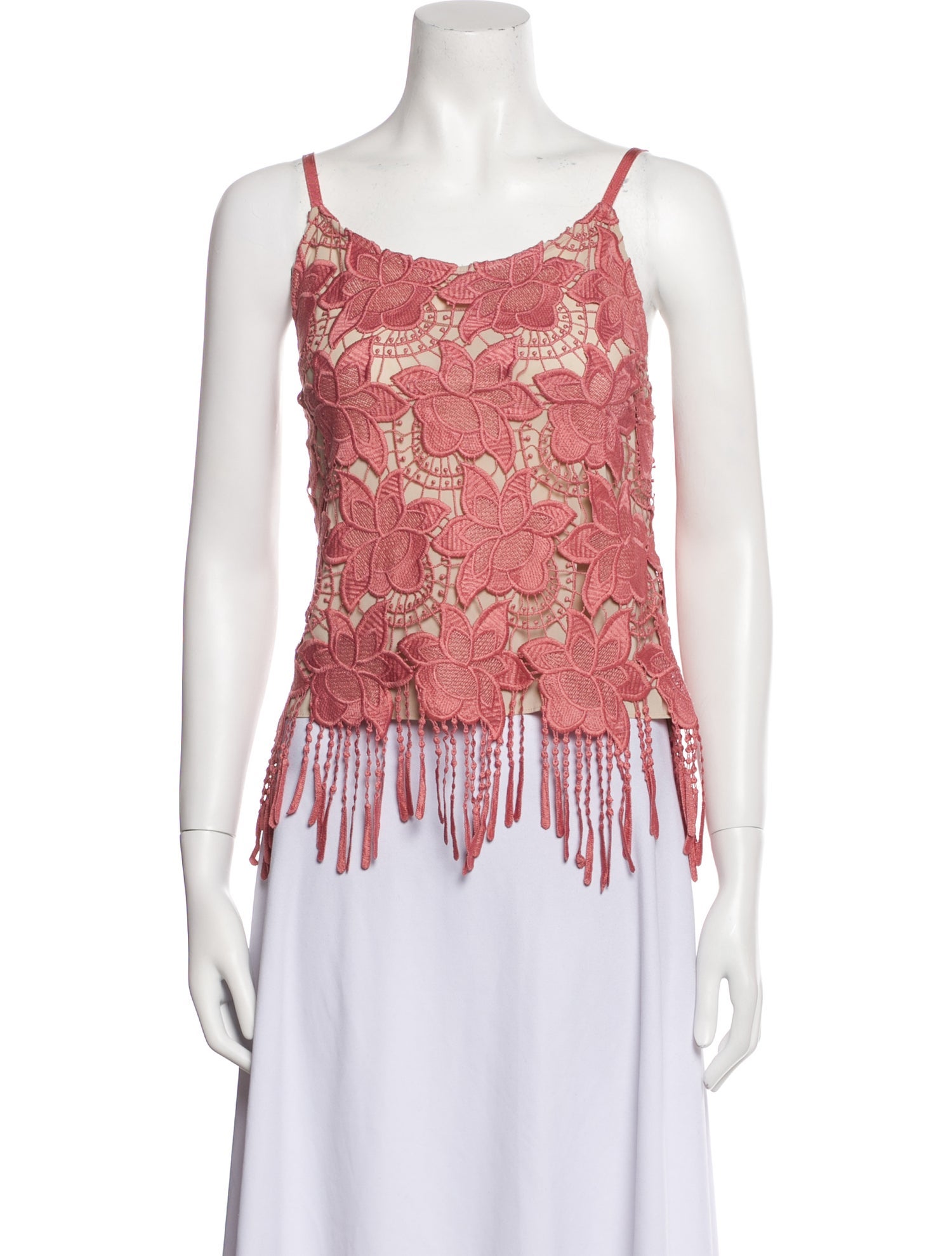 Alice + Olivia Lace Pattern Scoop Neck Crop Top
