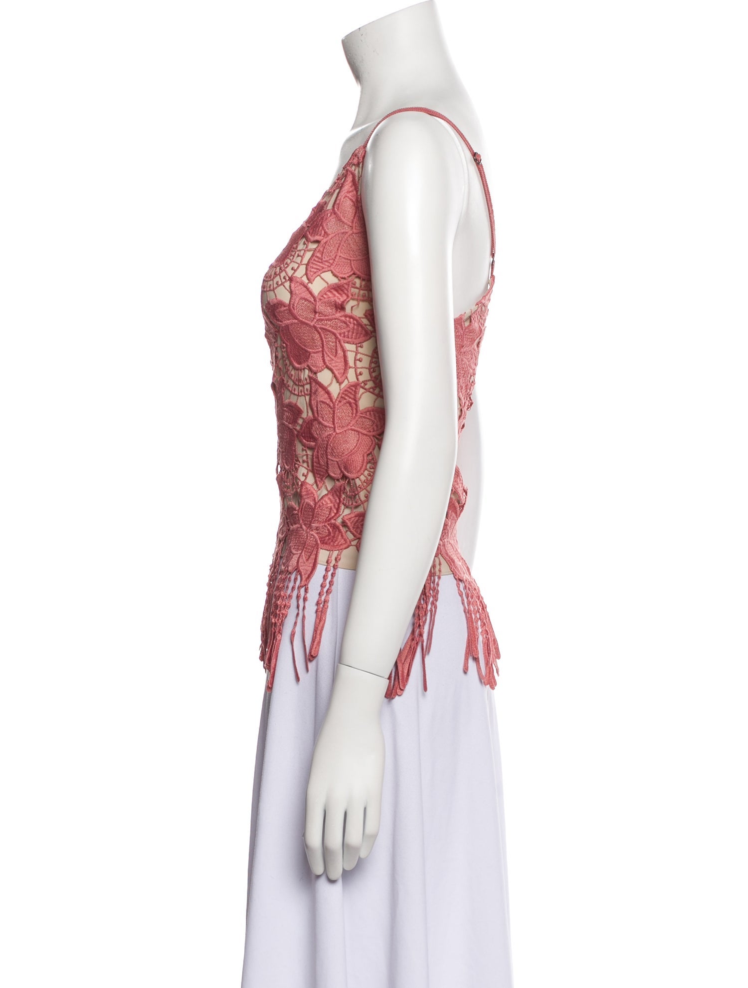 Alice + Olivia Lace Pattern Scoop Neck Crop Top