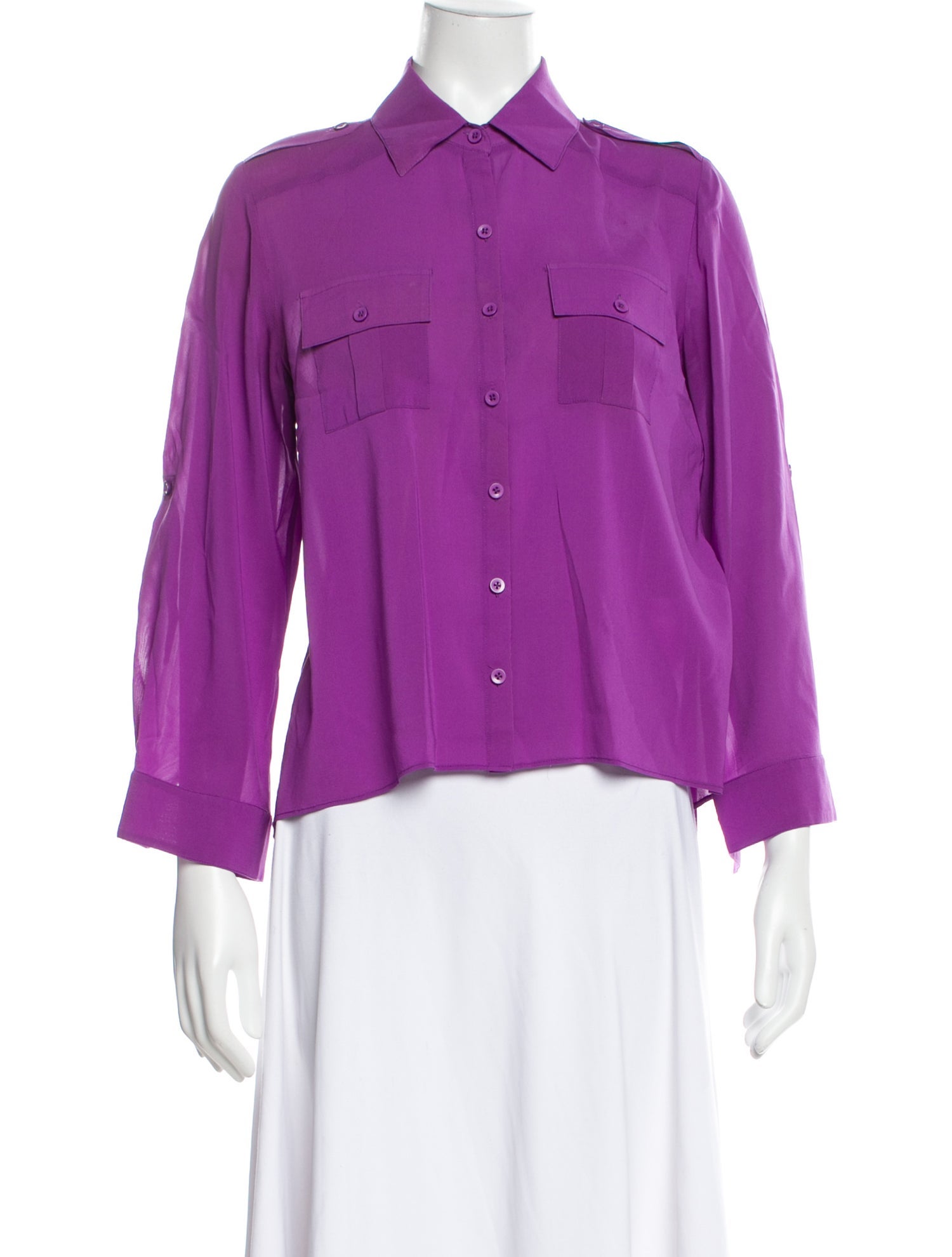 Alice + Olivia Three-Quarter Sleeve Button-Up Top
