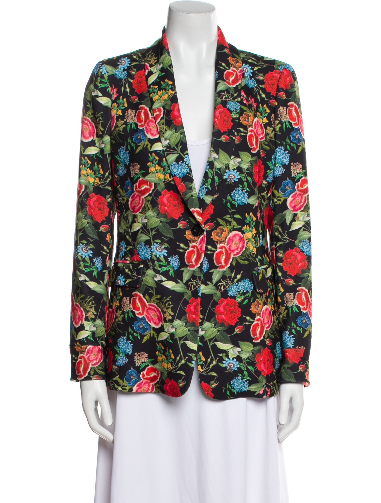 Alice + Olivia Virgin Wool Floral Print Coat