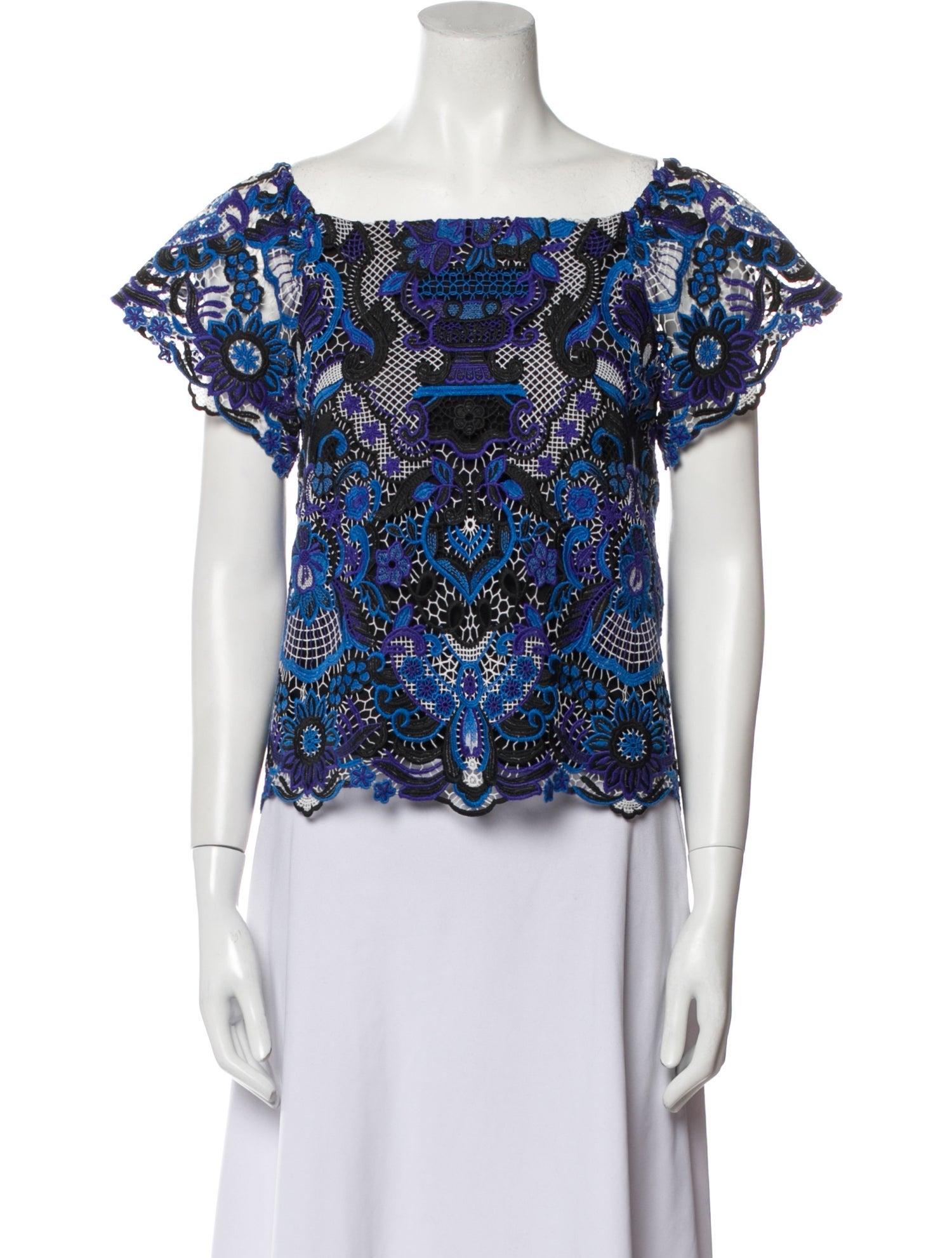 Alice + Olivia Lace Pattern Square Neckline Crop Top