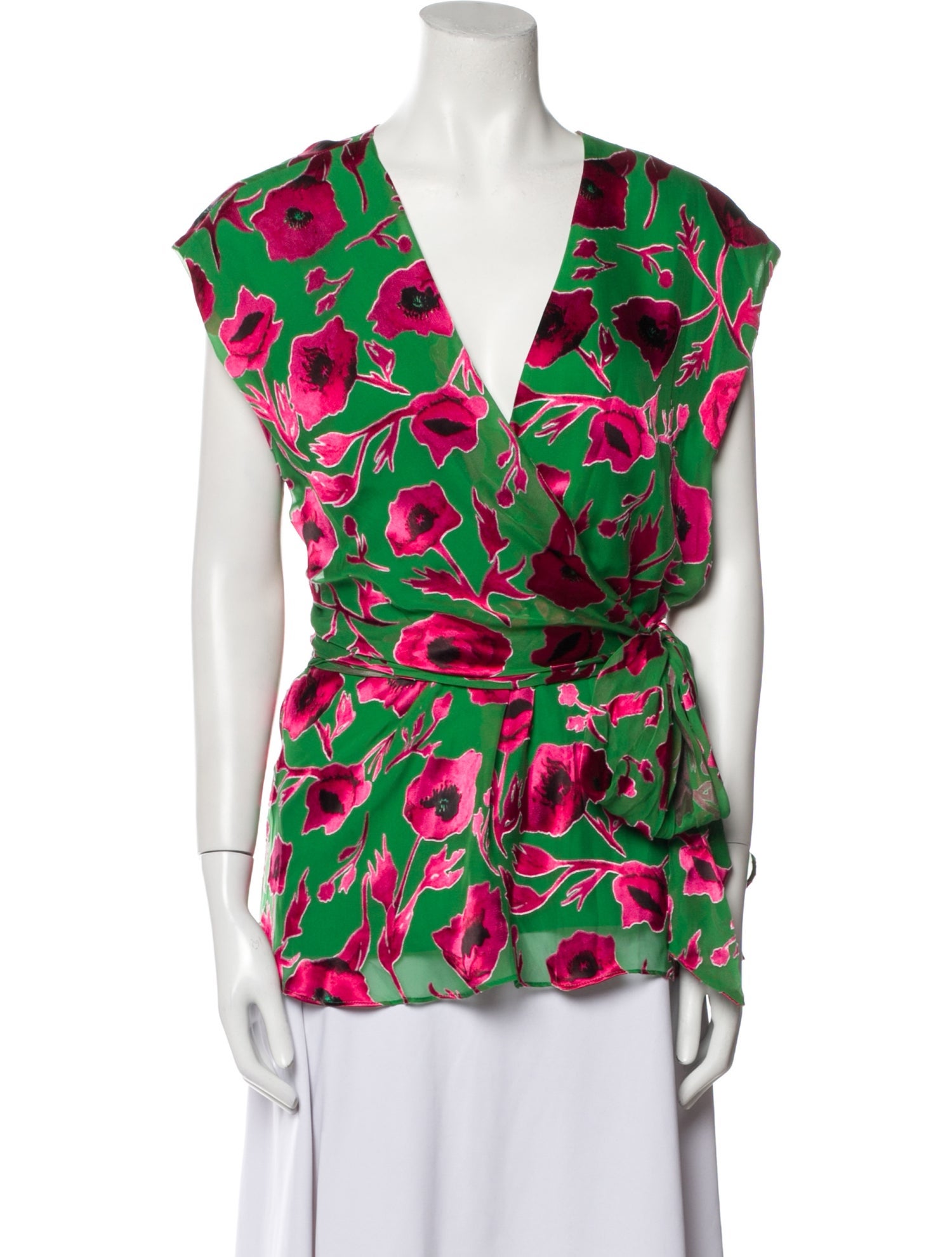 Alice + Olivia Printed Plunge Neckline Blouse w/ Tags
