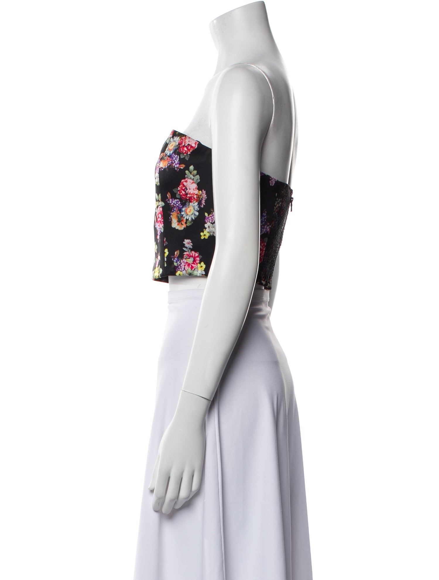 Alice + Olivia Floral Print Strapless Crop Top