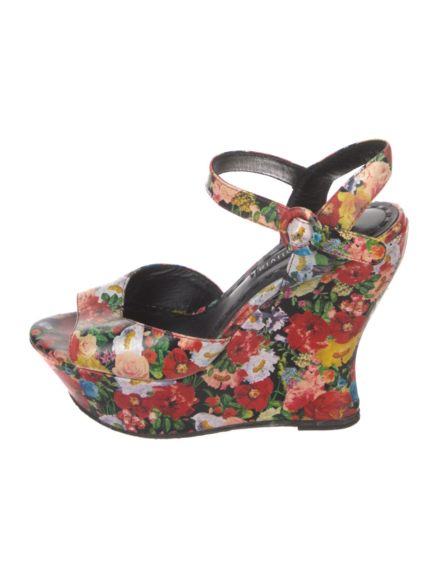 Alice + Olivia Leather Floral Print Slingback Sandals