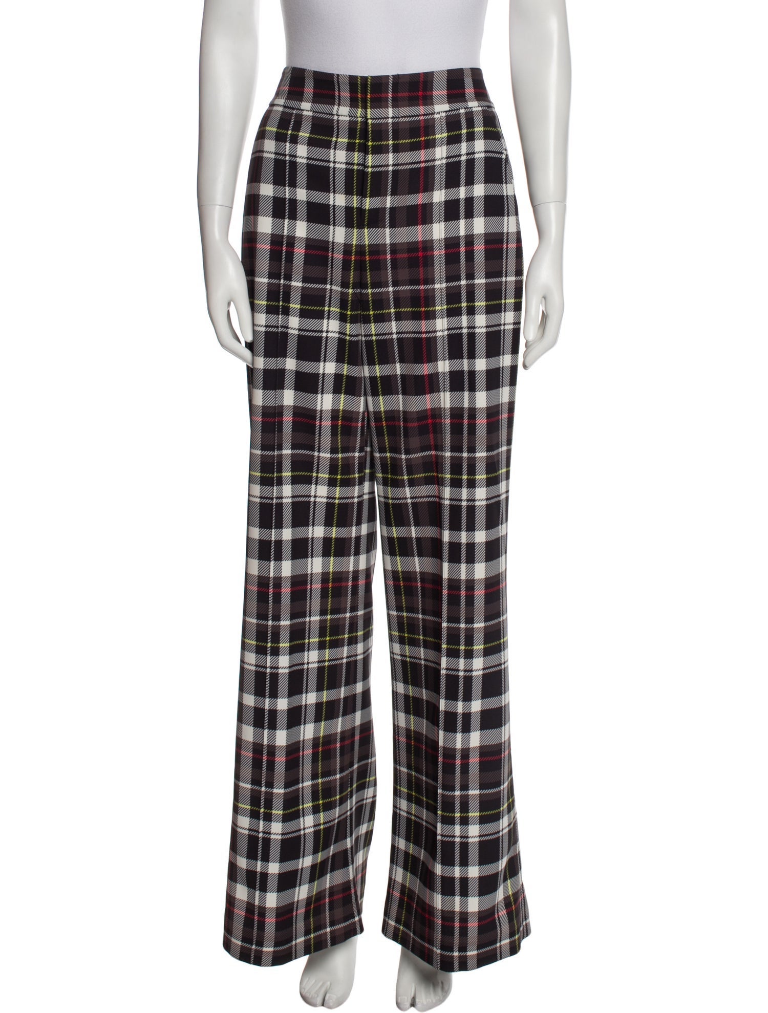 Alice + Olivia Plaid Print Wide Leg Pants