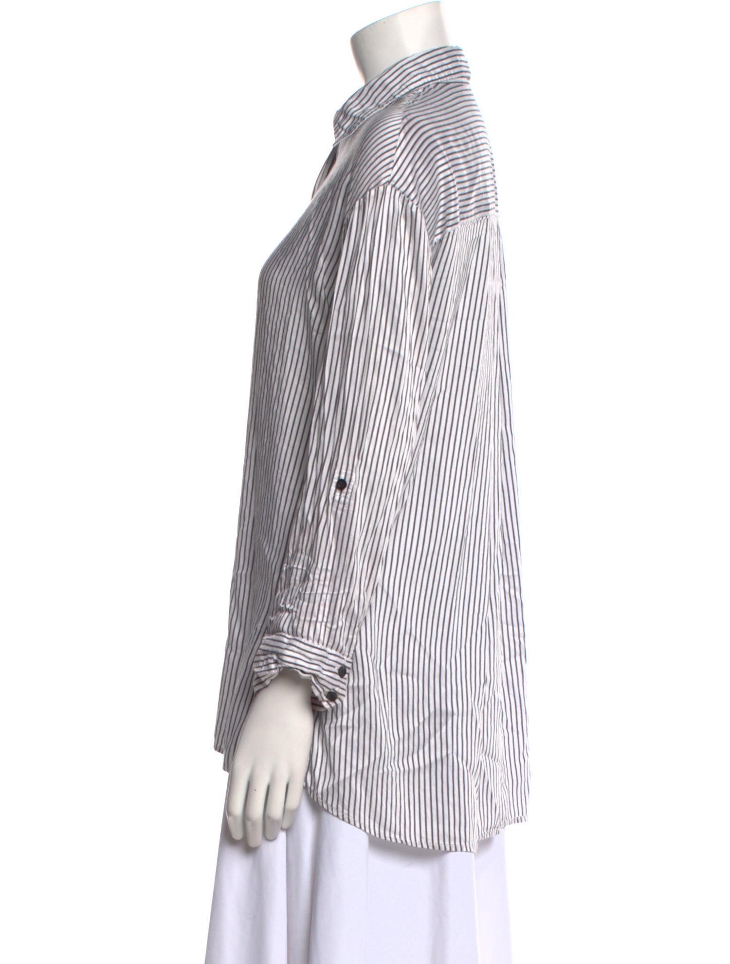 Alice + Olivia Silk Striped Button-Up Top