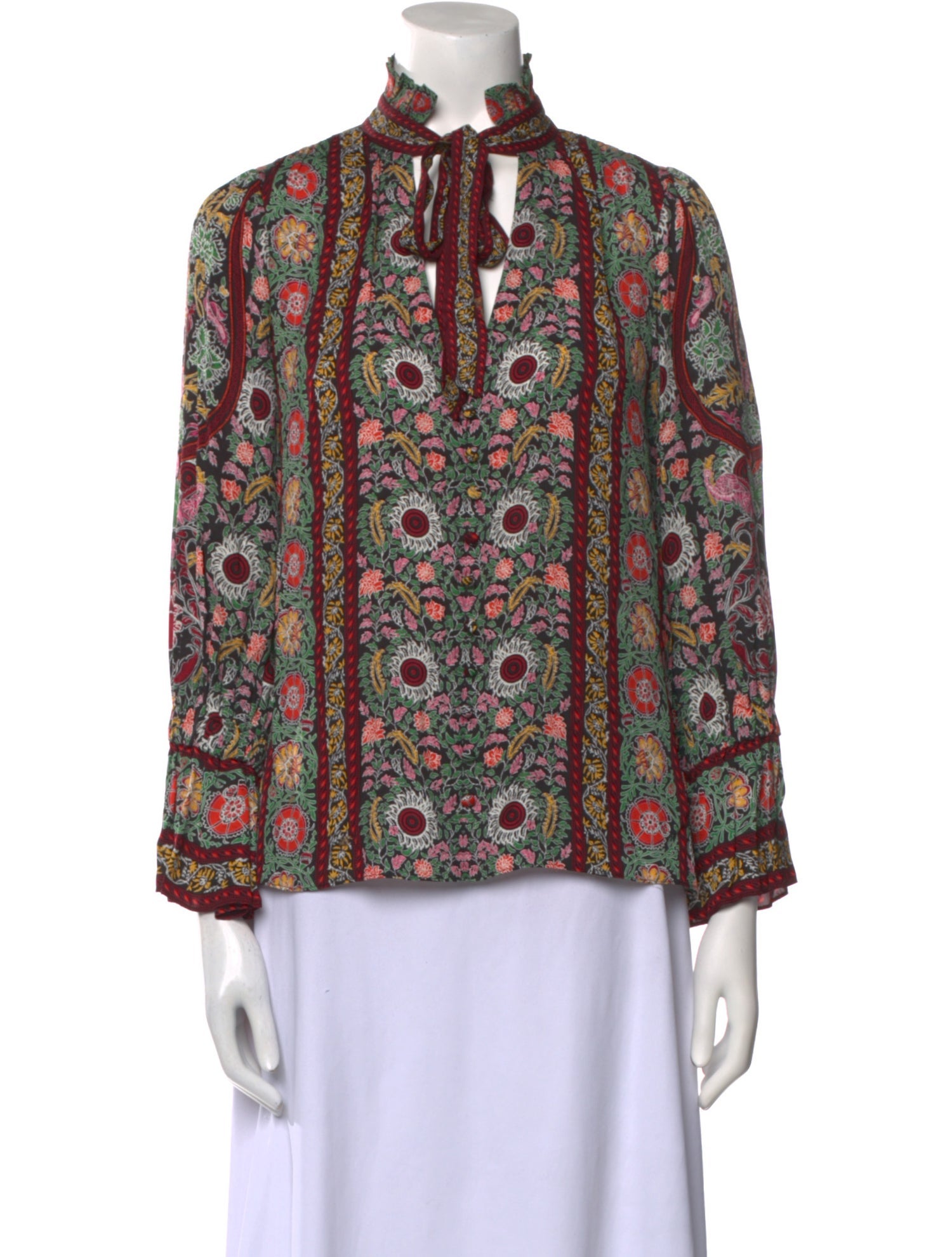 Alice + Olivia Printed Mock Neck Blouse