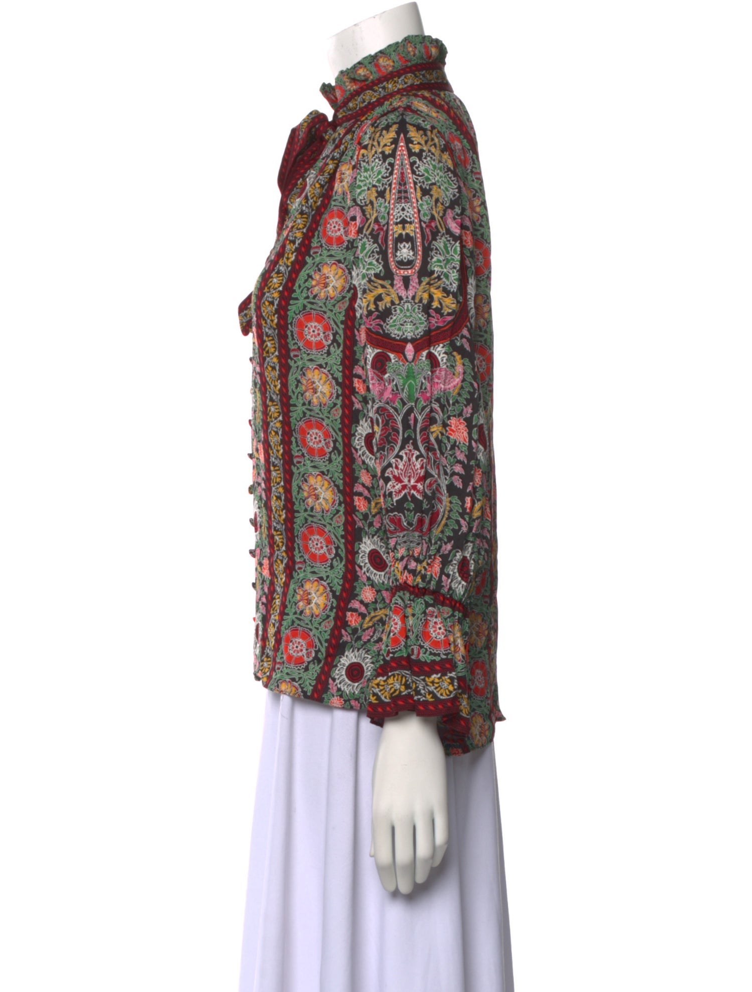 Alice + Olivia Printed Mock Neck Blouse