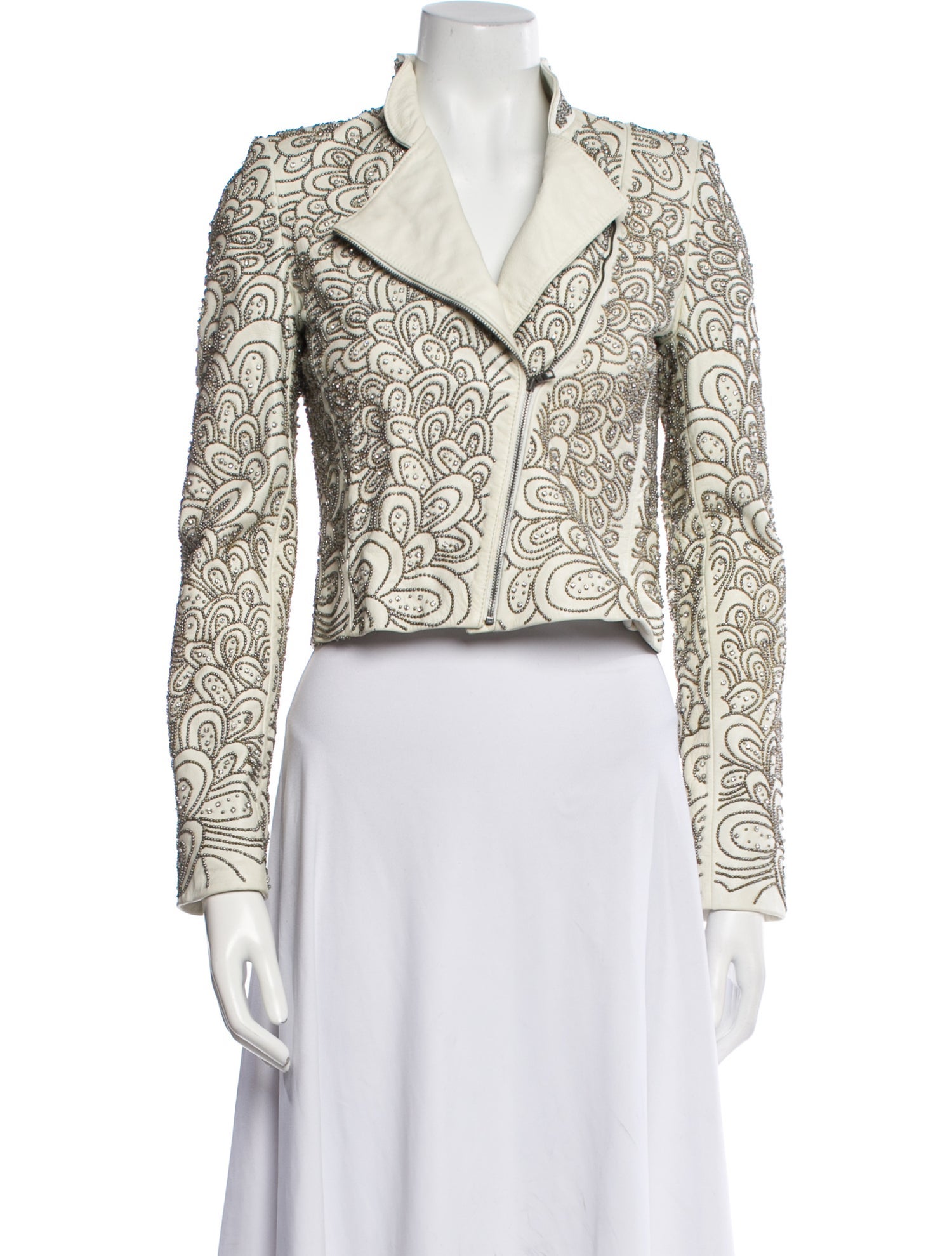 Alice + Olivia Leather Tweed Pattern Bolero