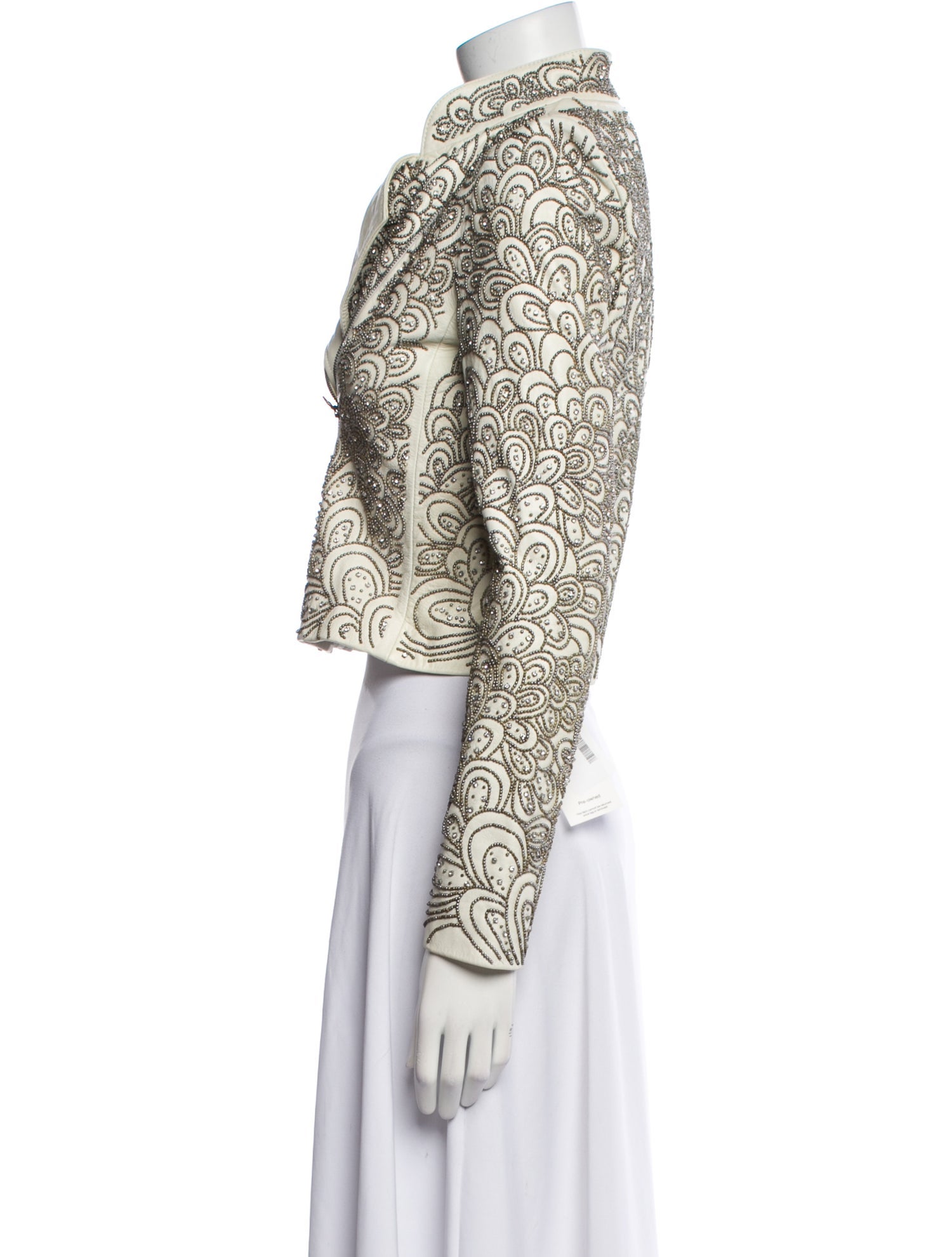 Alice + Olivia Leather Tweed Pattern Bolero