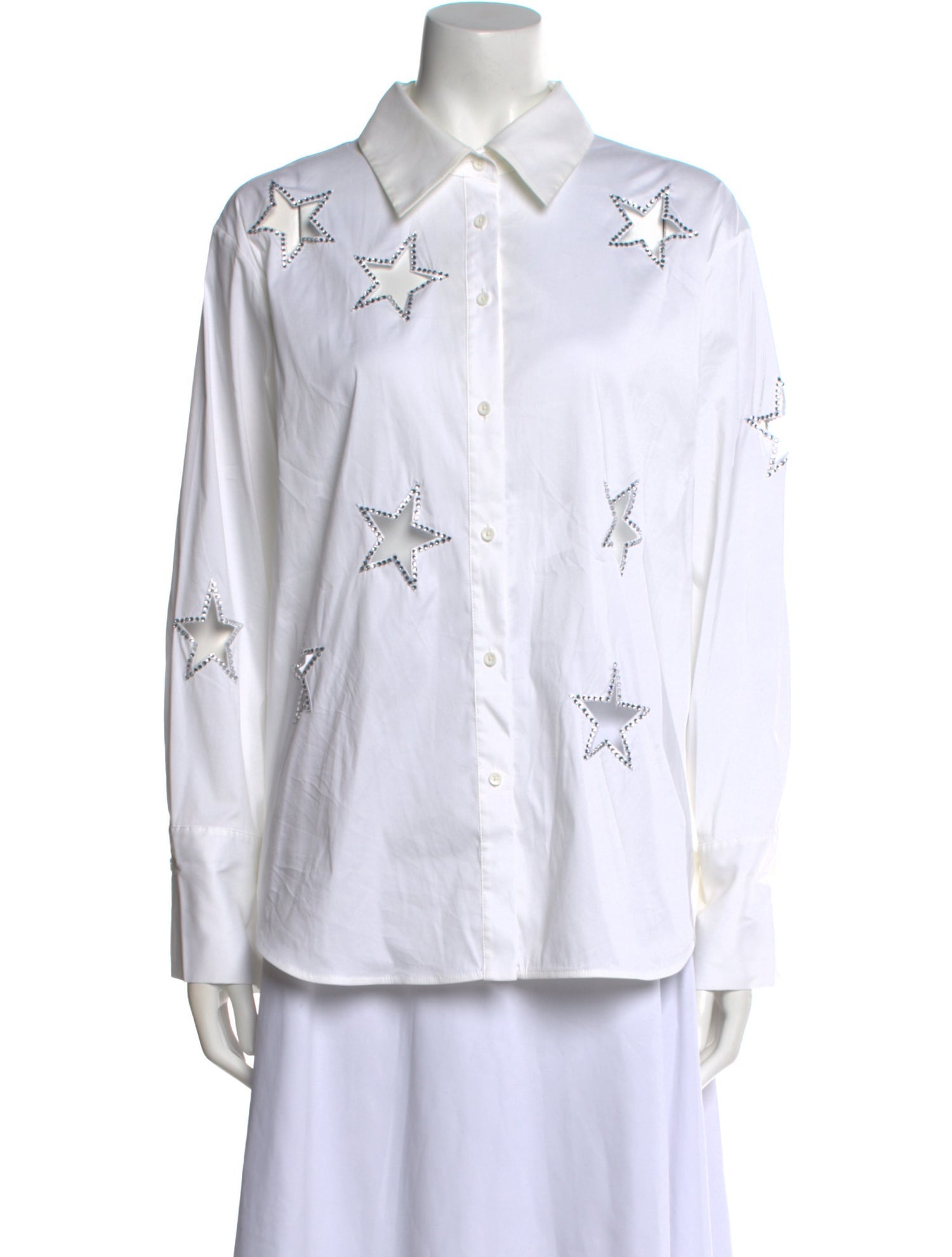 Alice + Olivia Graphic Print Long Sleeve Button-Up Top