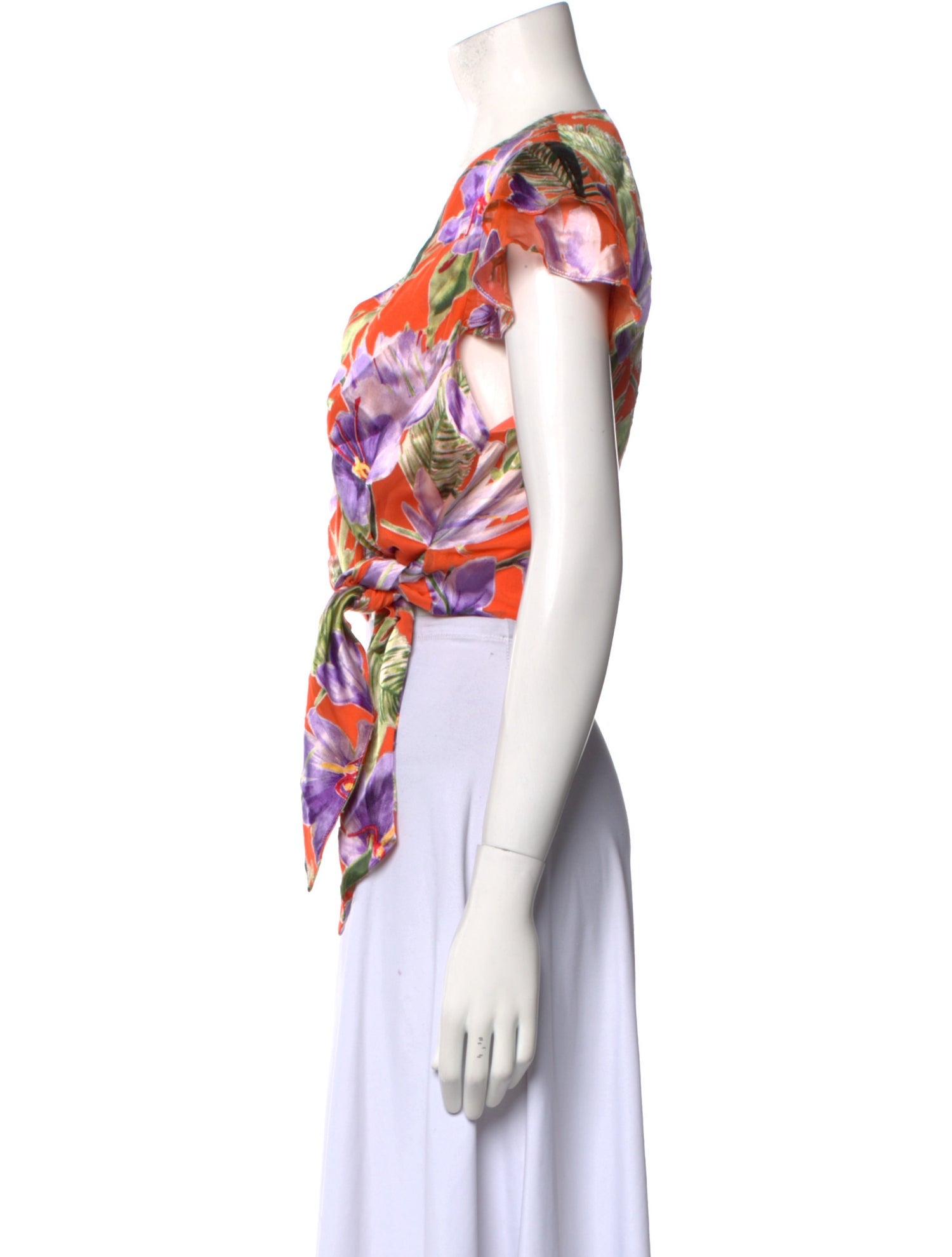 Alice + Olivia Floral Print V-Neck Crop Top