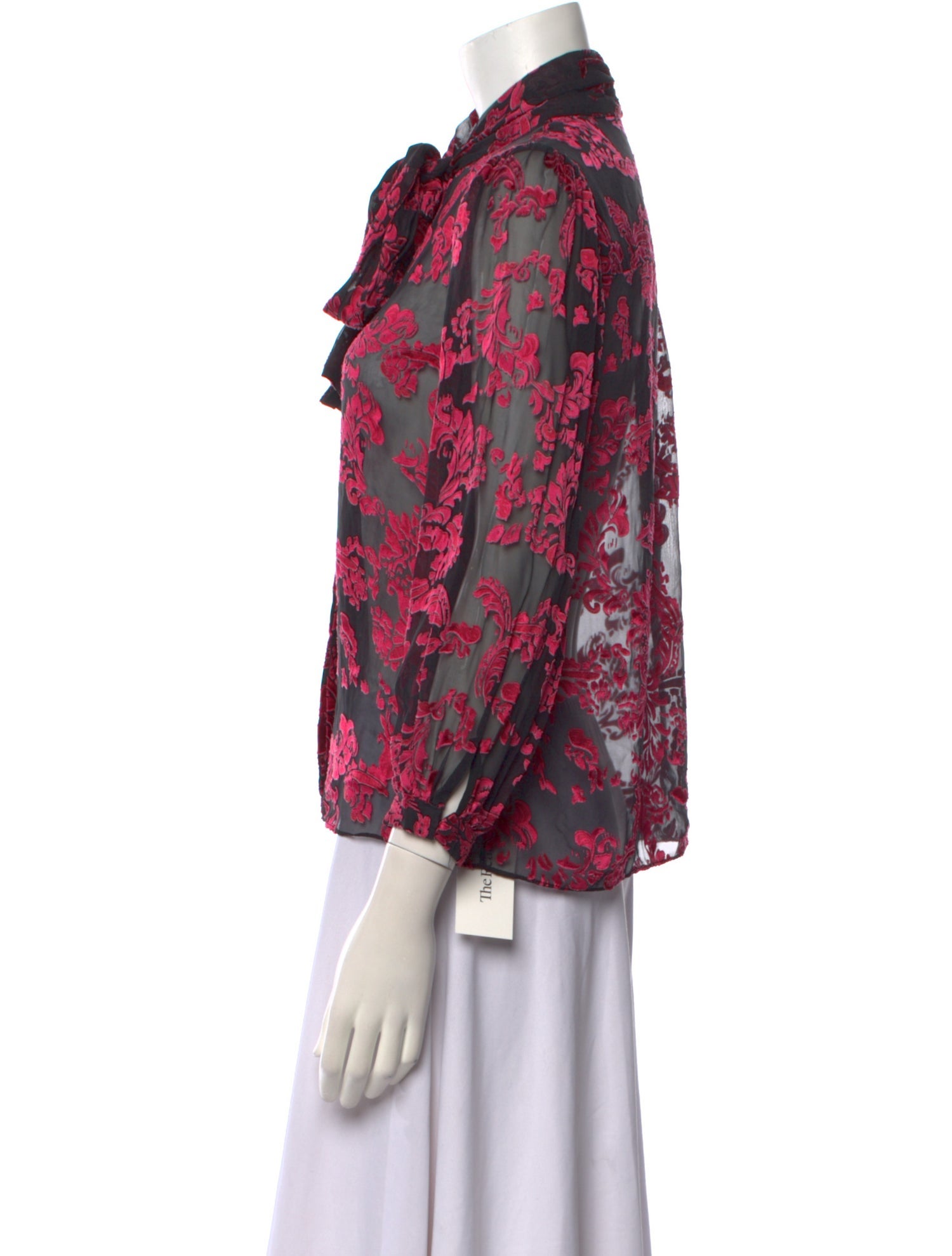 Alice + Olivia Floral Print Tie Neck Blouse