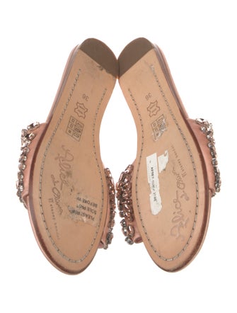 Alice + Olivia Satin Crystal Embellishments Slides