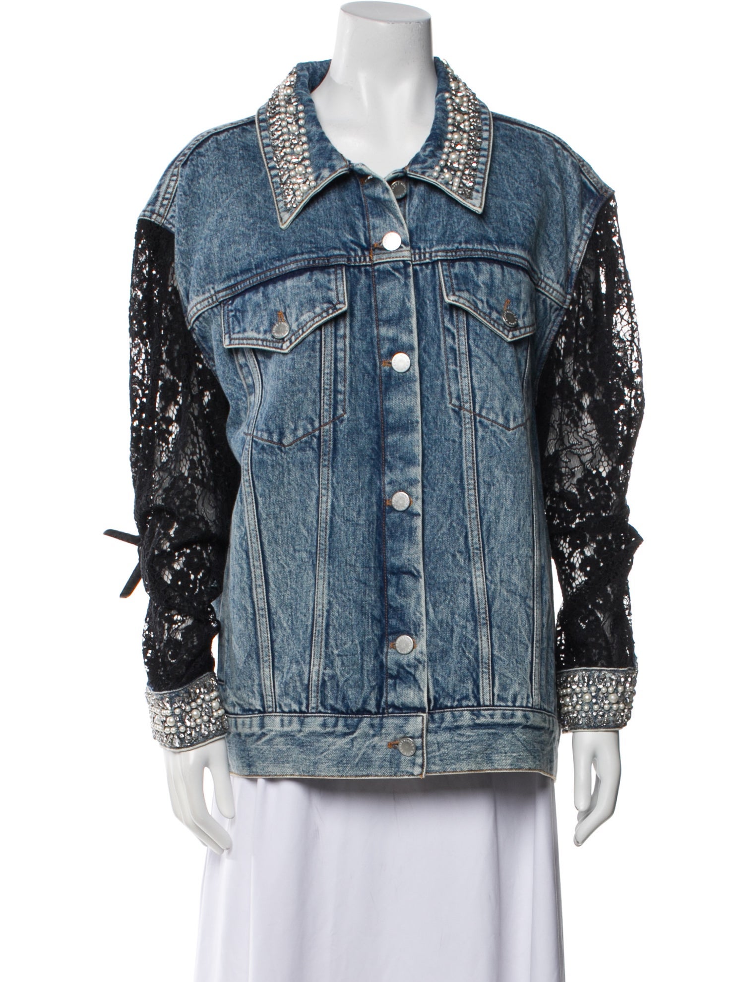 Alice + Olivia Lace Pattern Denim Jacket