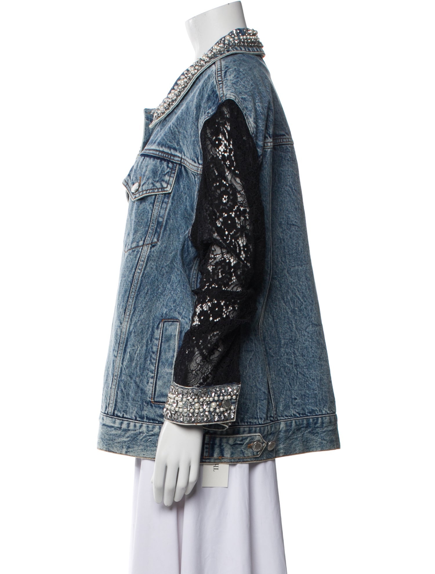 Alice + Olivia Lace Pattern Denim Jacket