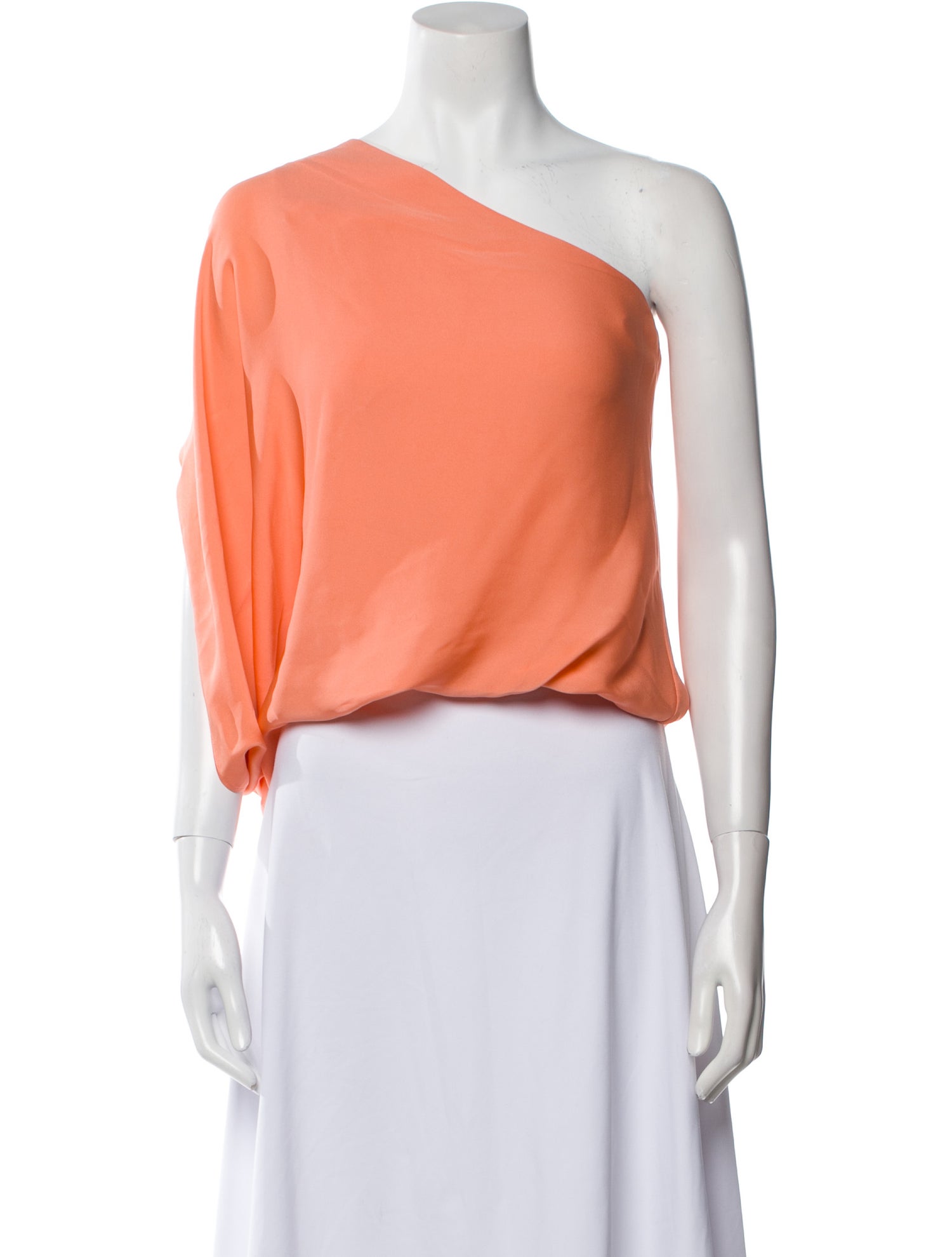 Alice + Olivia Silk One-Shoulder Crop Top