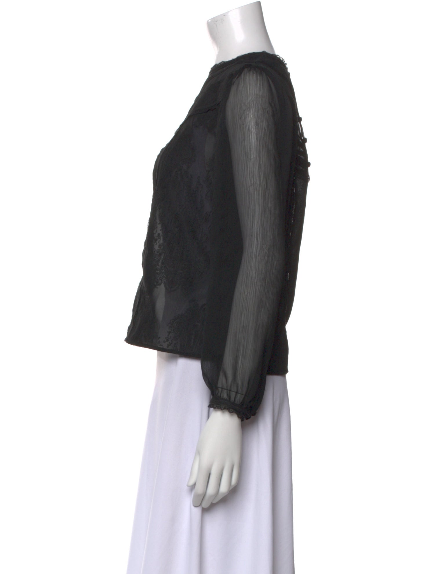 Alice + Olivia Crew Neck Long Sleeve Blouse