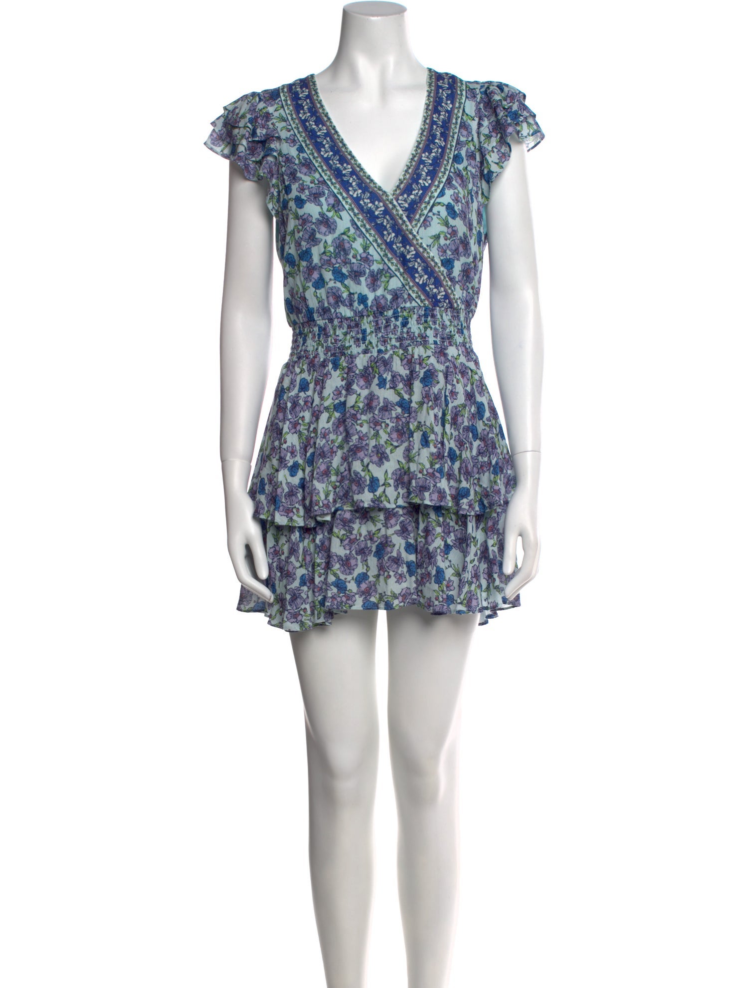 Alice + Olivia Floral Print V-Neck Romper