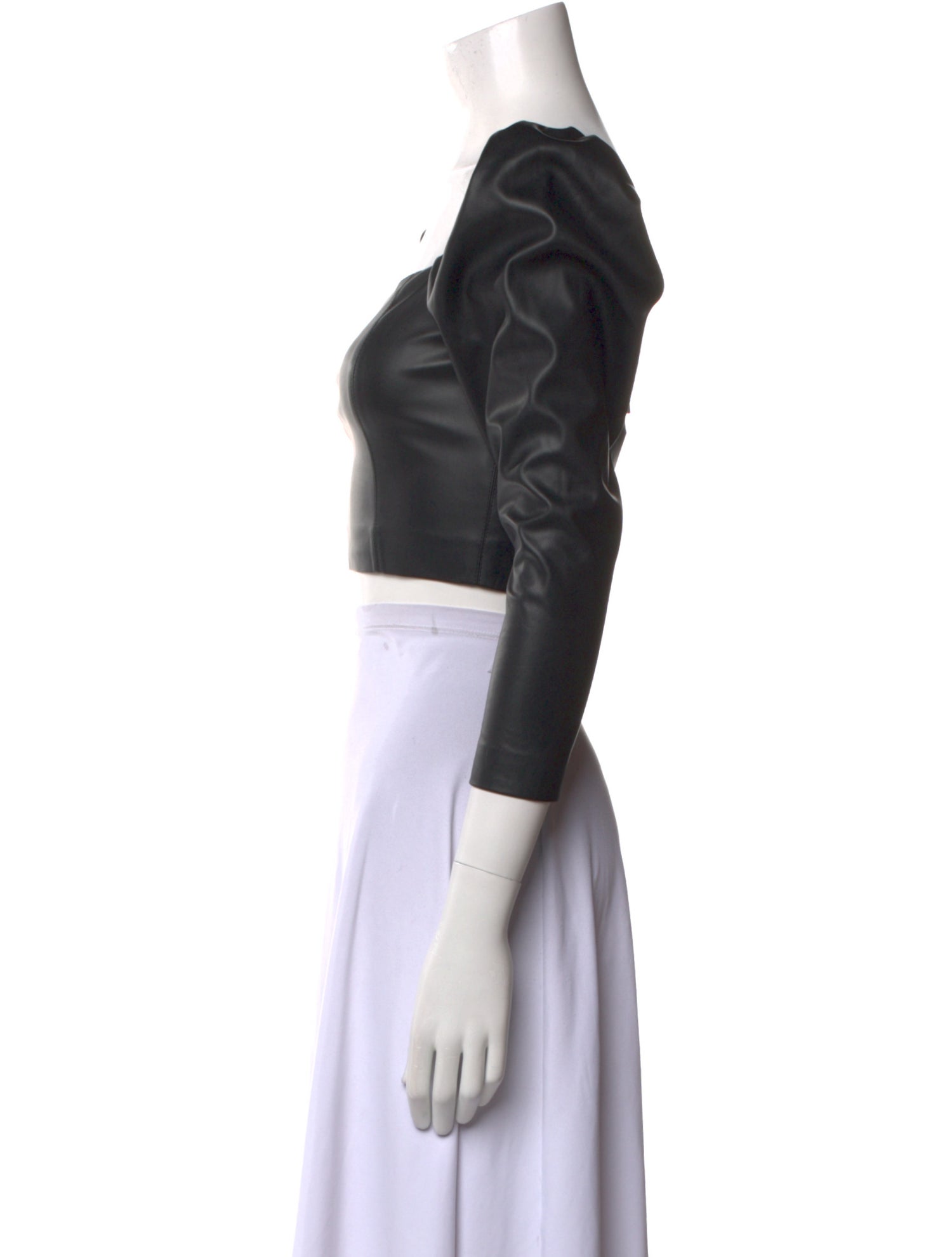Alice + Olivia Faux Leather Square Neckline Crop Top