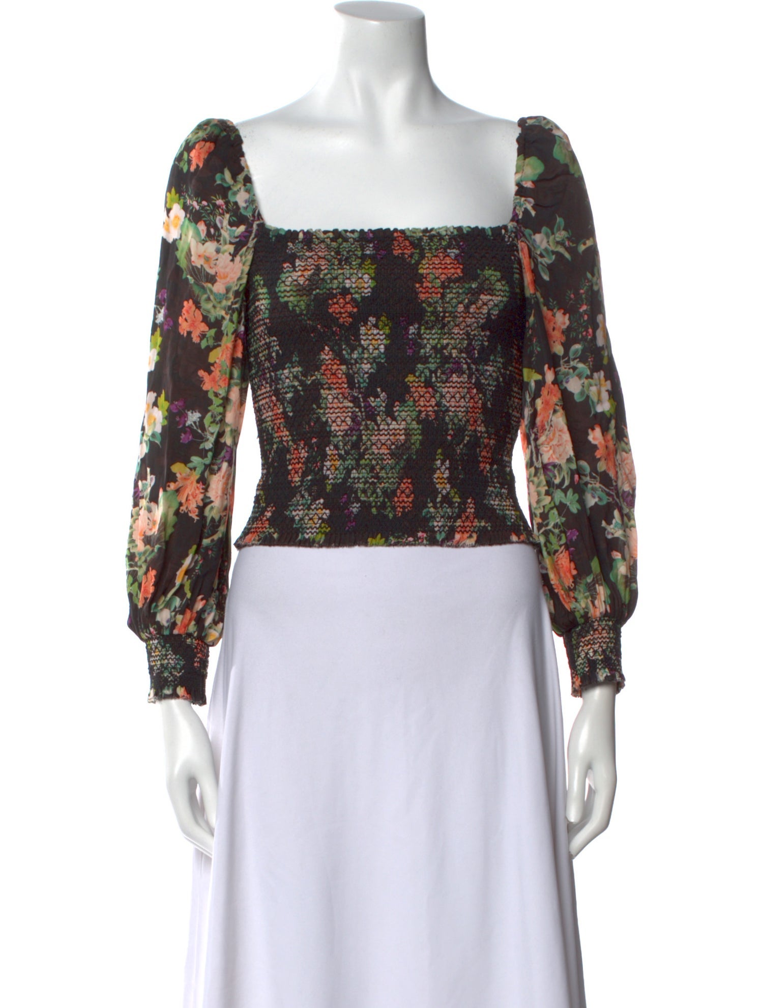 Alice + Olivia Printed Square Neckline Crop Top