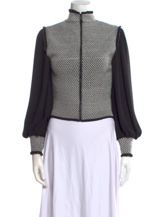 Alice + Olivia Printed Mock Neck Crop Top