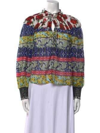 Alice + Olivia Printed Mock Neck Blouse
