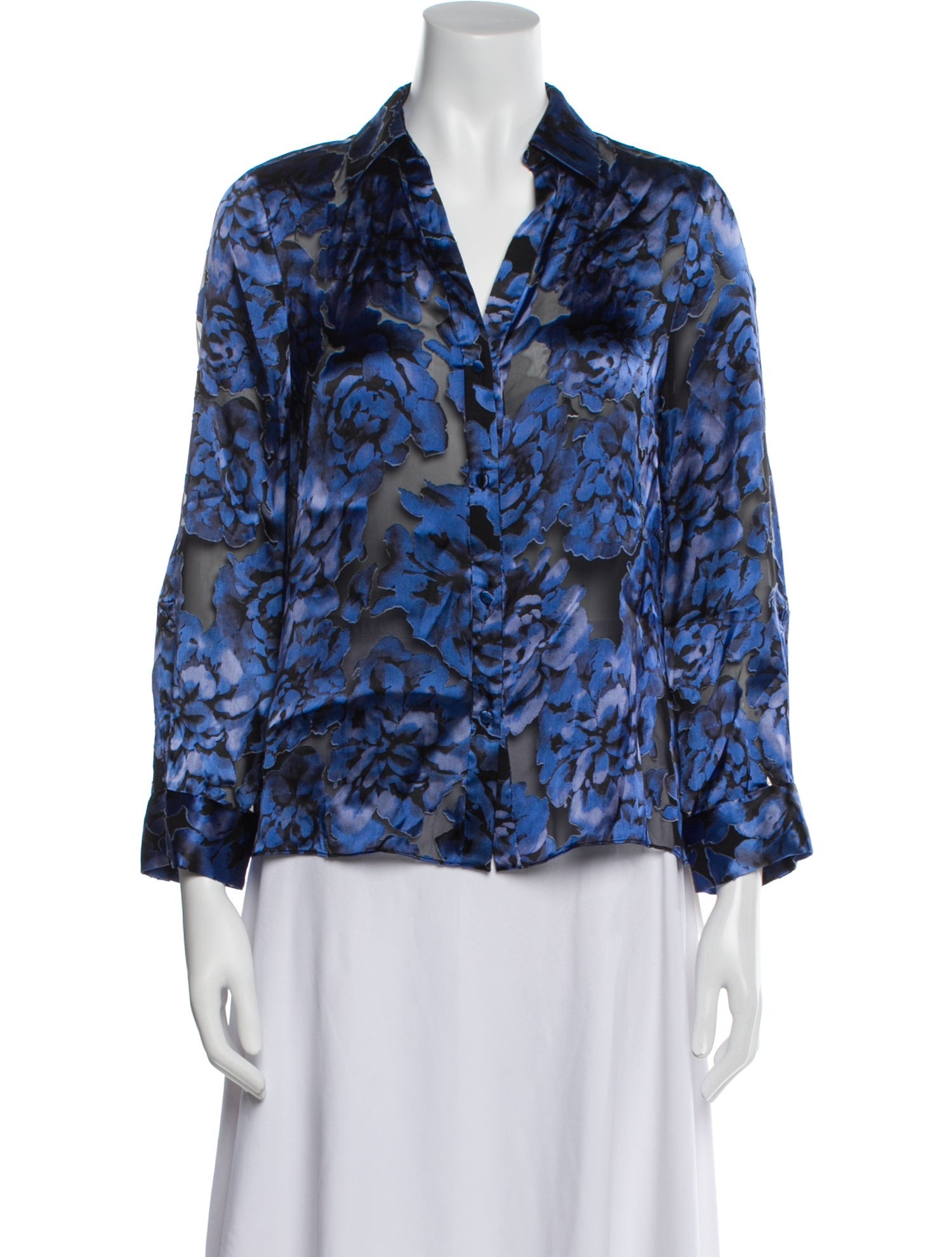 Alice + Olivia Floral Print V-Neck Blouse