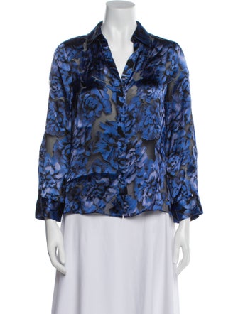 Alice + Olivia Floral Print V-Neck Blouse