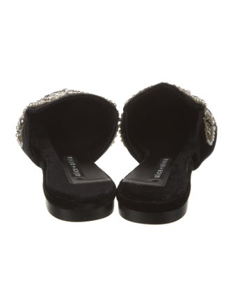 Alice + Olivia Velvet Floral Print Mules