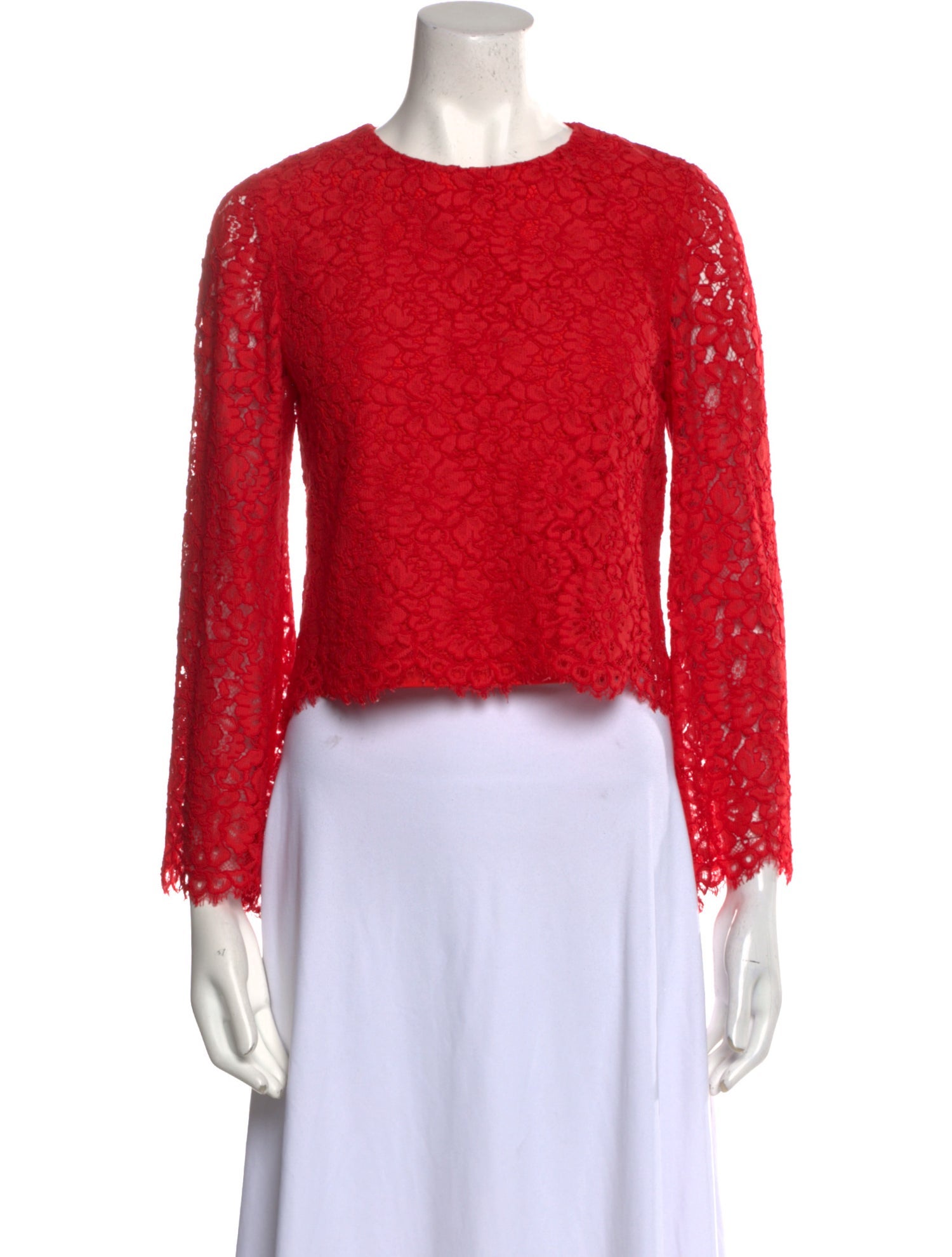 Alice + Olivia Lace Crew Neck Crop Top