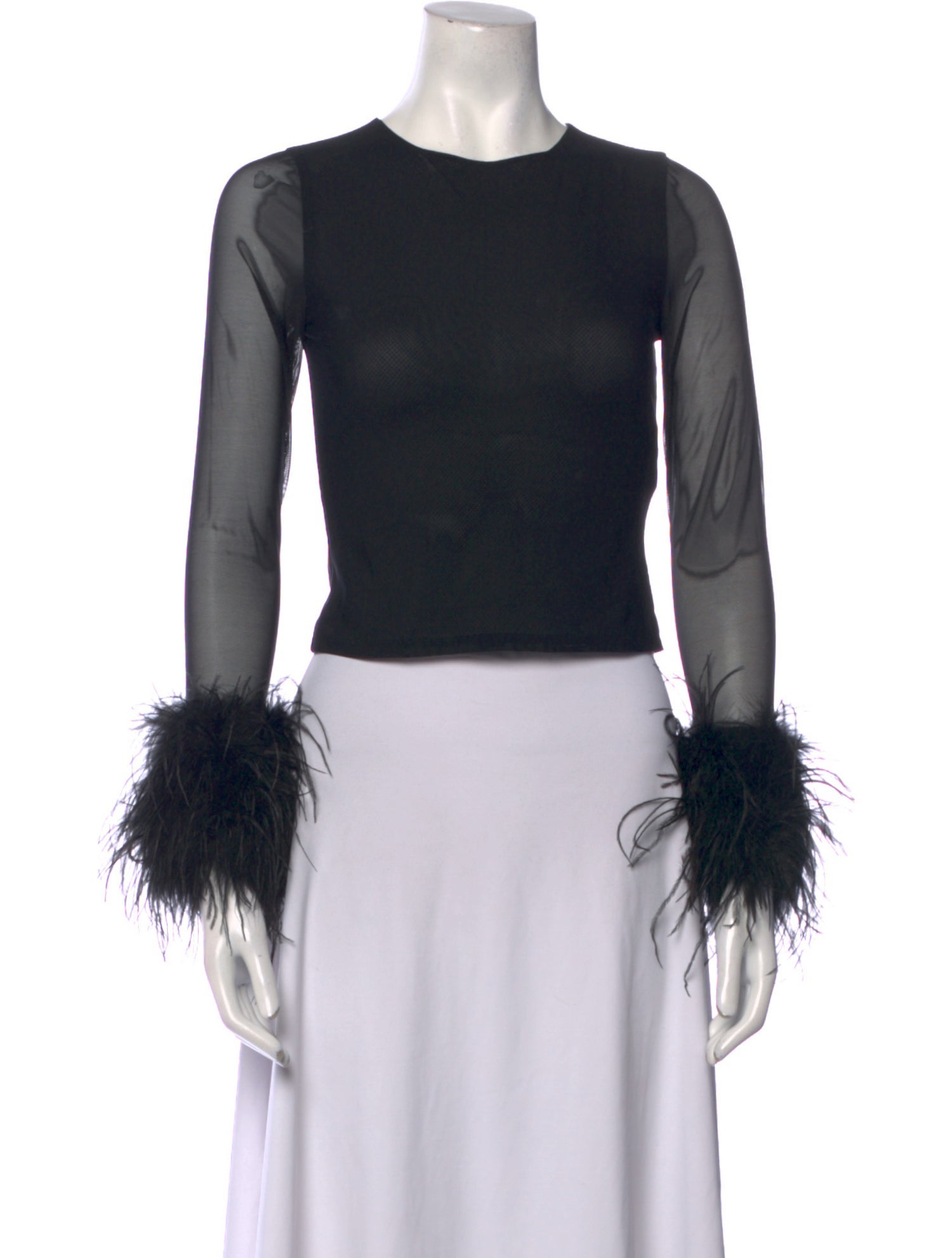 Alice + Olivia Nylon Crew Neck Crop Top