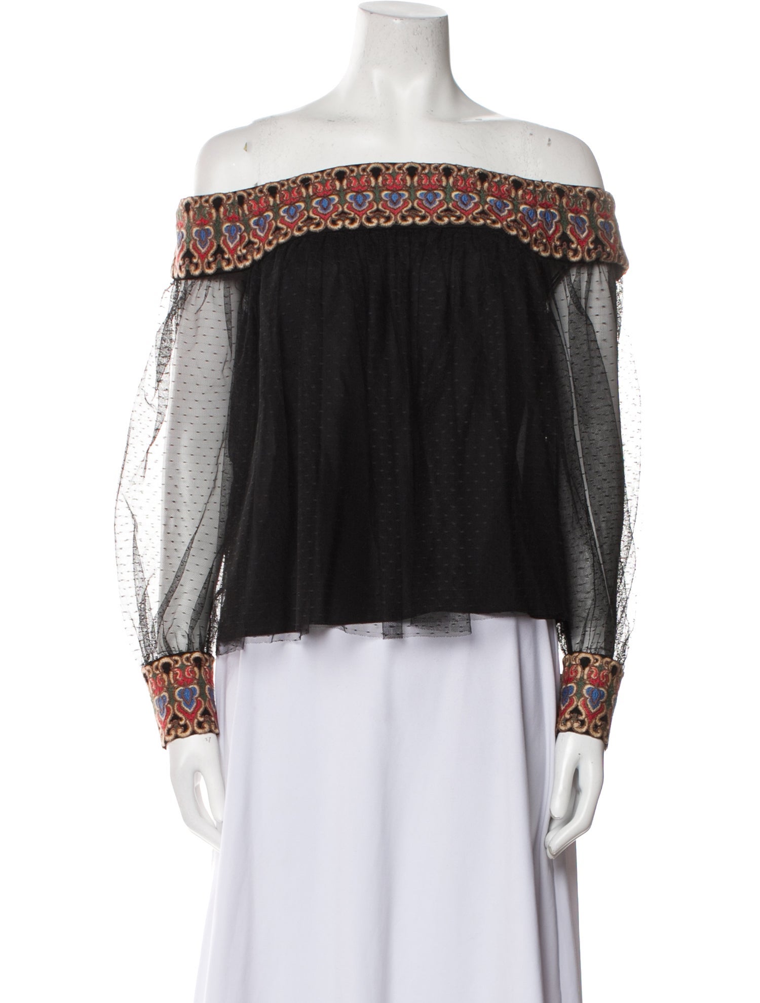 Alice + Olivia Printed Off-The-Shoulder Top