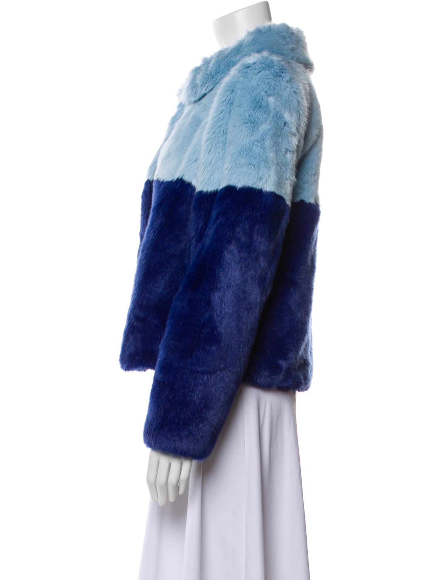 Alice + Olivia Faux Fur Colorblock Pattern Faux Fur Jacket