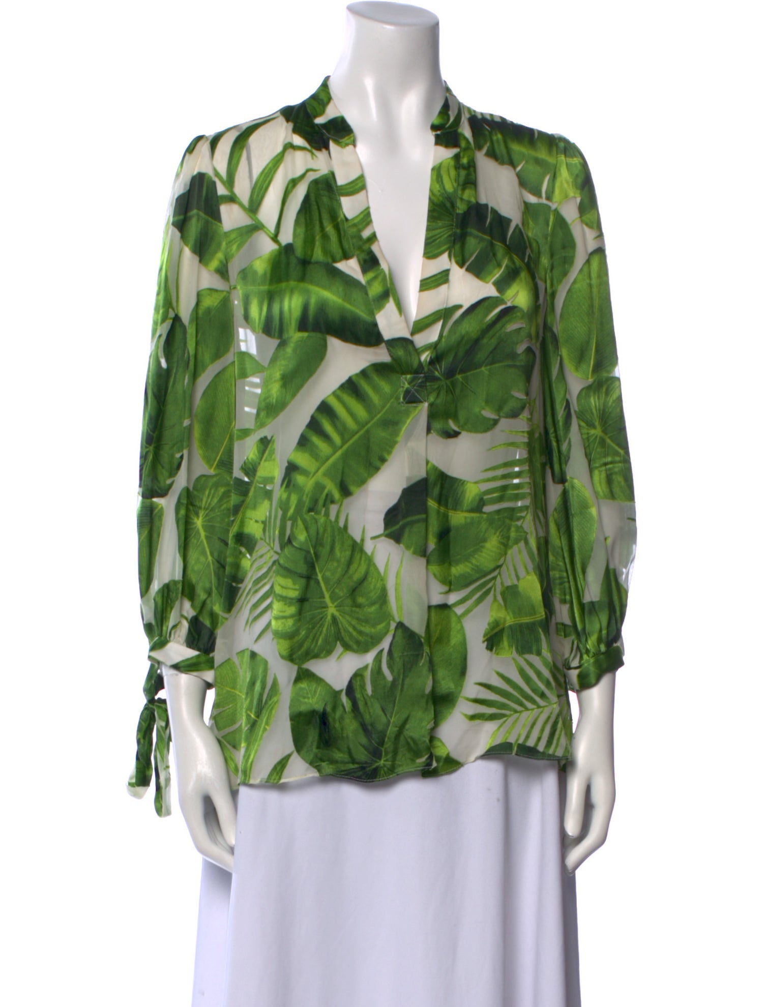 Alice + Olivia Printed V-Neck Blouse