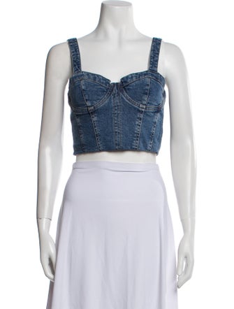 Alice + Olivia Square Neckline Sleeveless Crop Top