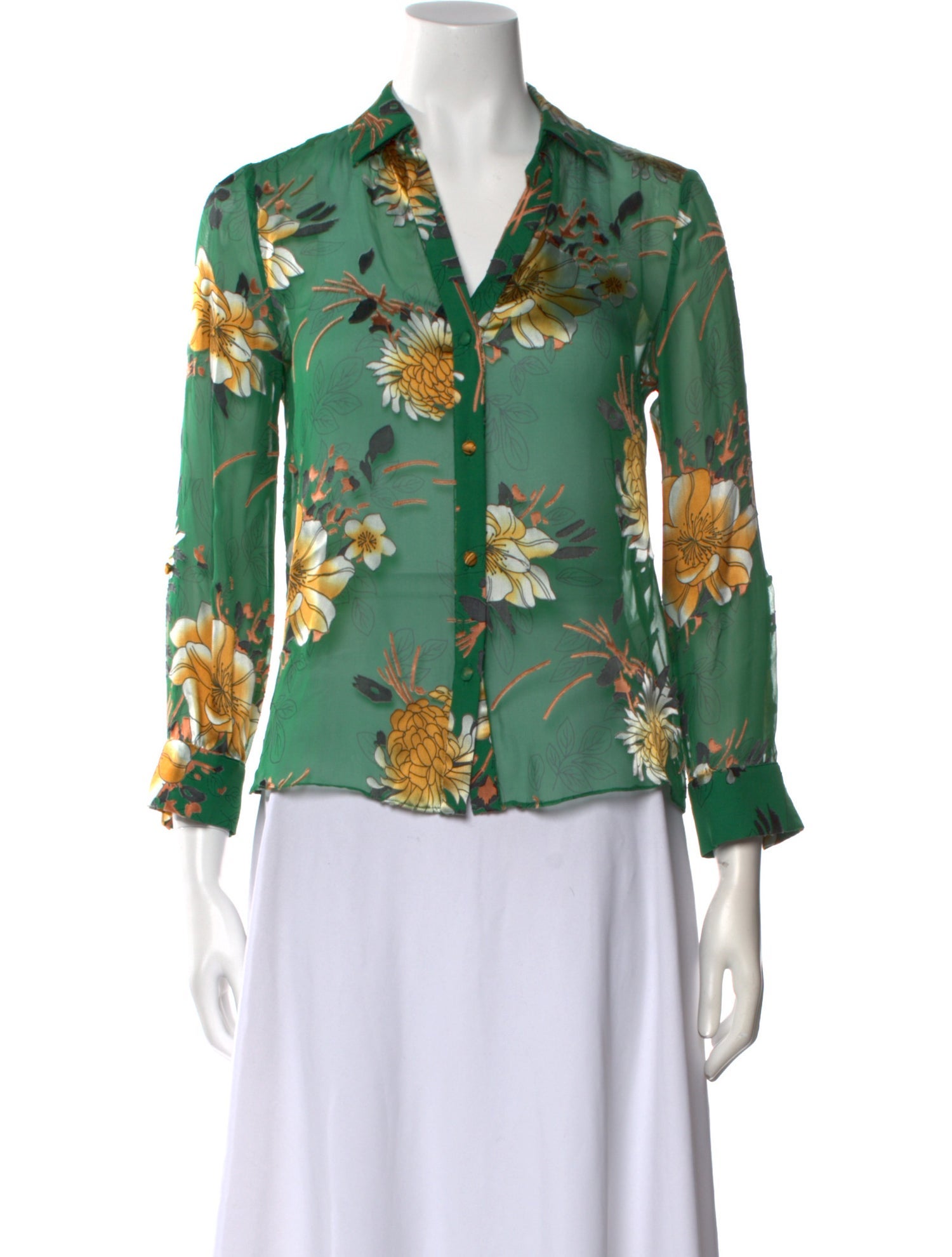 Alice + Olivia Floral Print V-Neck Blouse