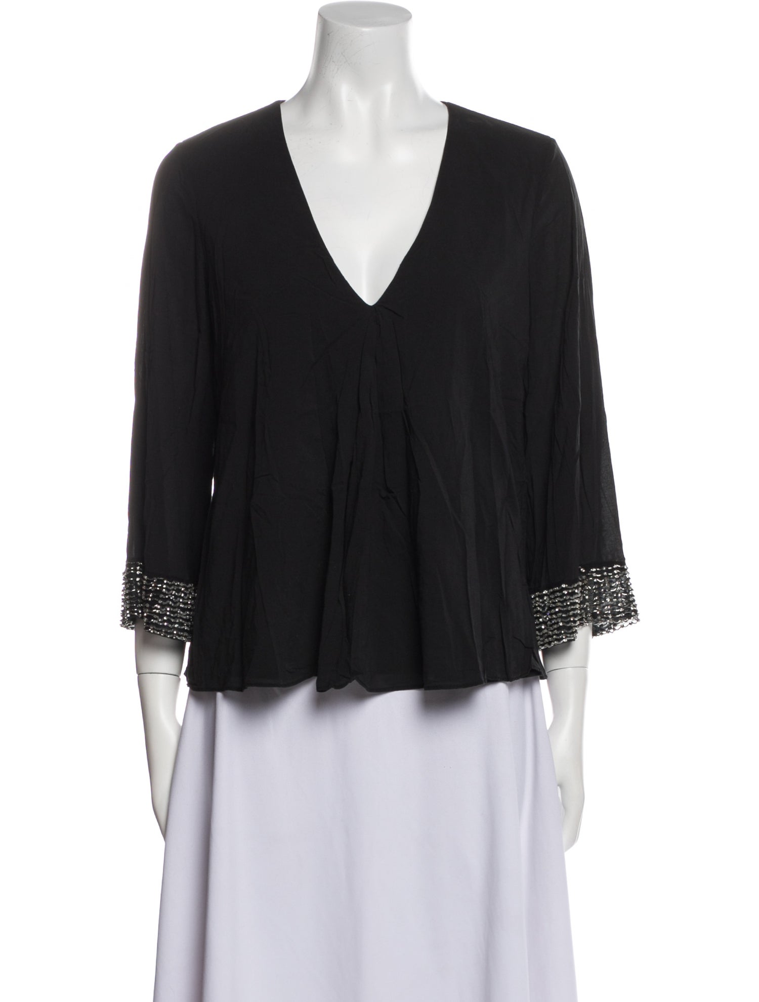 Alice + Olivia Silk V-Neck Blouse