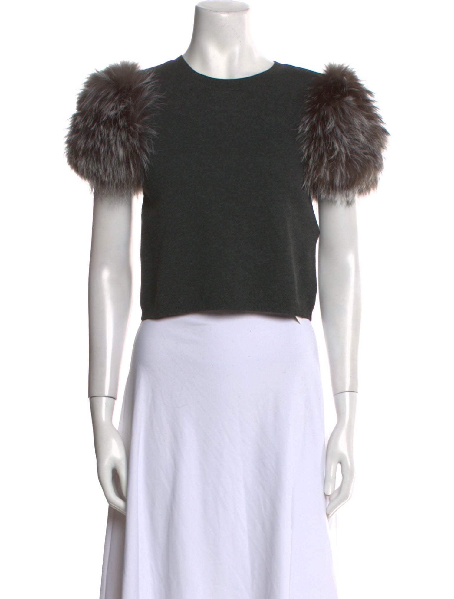 Alice + Olivia Crew Neck Short Sleeve Crop Top