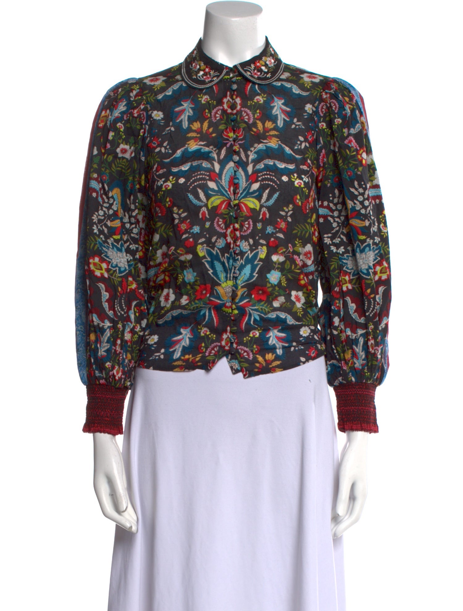 Alice + Olivia Floral Print Mock Neck Button-Up Top w/ Tags