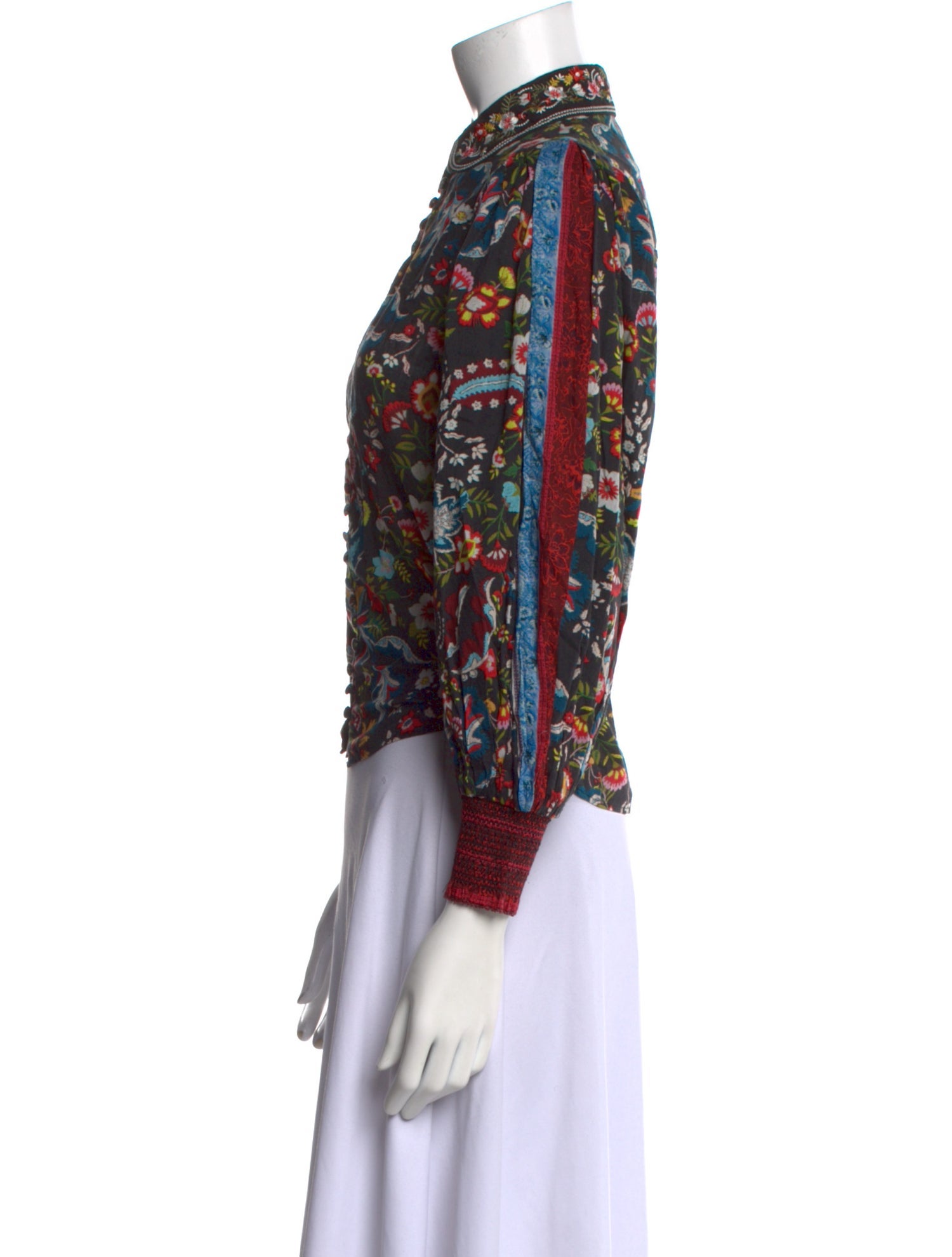 Alice + Olivia Floral Print Mock Neck Button-Up Top w/ Tags