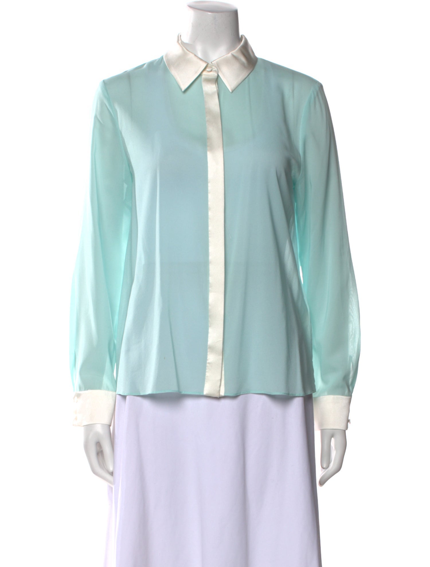 Alice + Olivia Silk Long Sleeve Button-Up Top