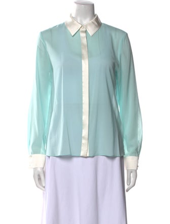 Alice + Olivia Silk Long Sleeve Button-Up Top