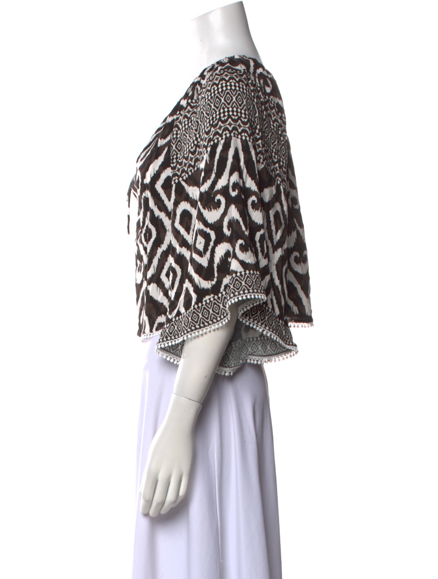 Alice + Olivia Printed Bateau Neckline Crop Top