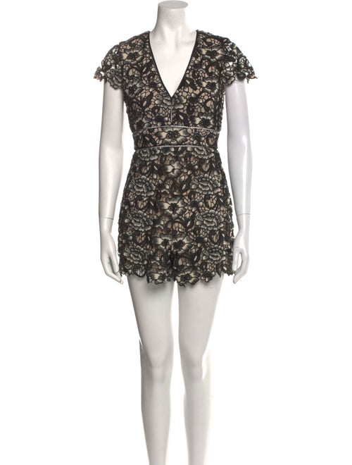 Alice + Olivia Lace Pattern V-Neck Romper