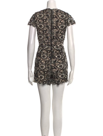 Alice + Olivia Lace Pattern V-Neck Romper