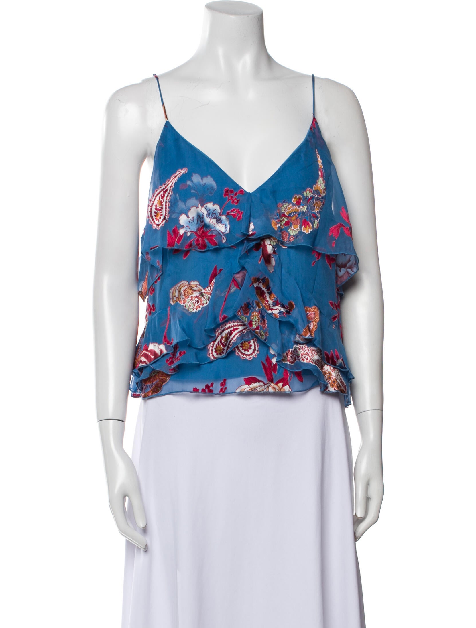 Alice + Olivia Floral Print V-Neck Crop Top